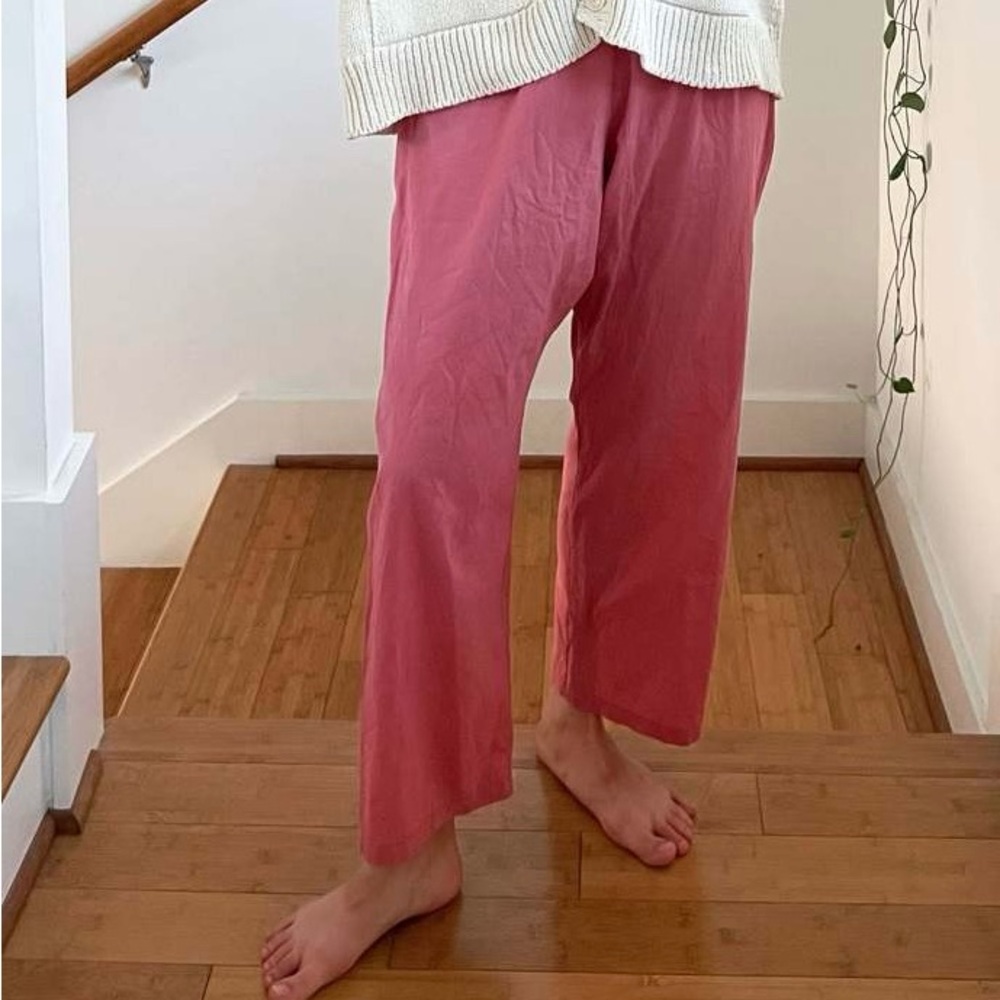 UZI NYC Cotton Pull On Slight Drop Crotch Pants Rose